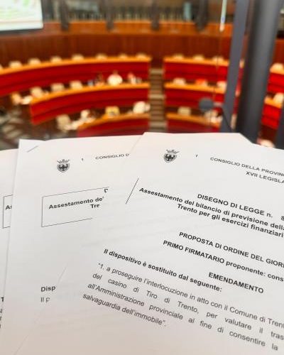 CONSIGLIO PROVINCIALE TRENTO, APPROVATI TUTTI GLI ODG DI MAGGIORANZA